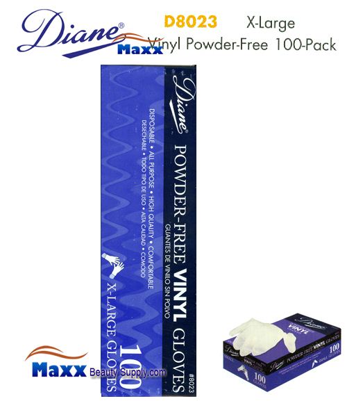 Diane Glovers Powder Free Vinyl Glovers 100 Pack - D8023 X-Large Size